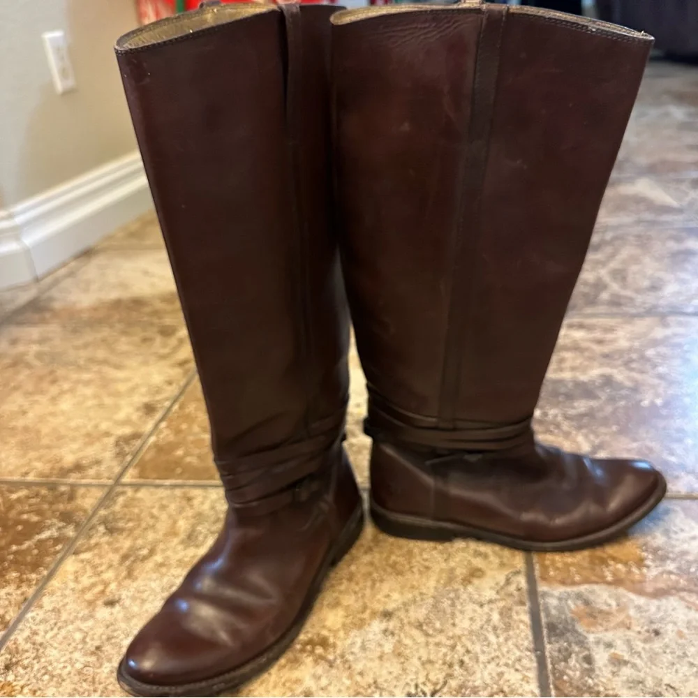 Frye Shirley Riding Plate‎ Boots Brown Size 6